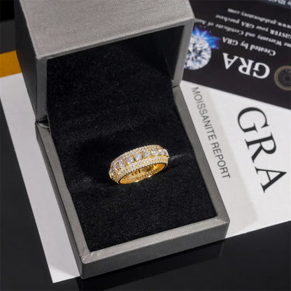 Men’s Moissanite Hip Hop Ring | S925 Silver Iced Out Rapper Jewelry - CaratixJewelry