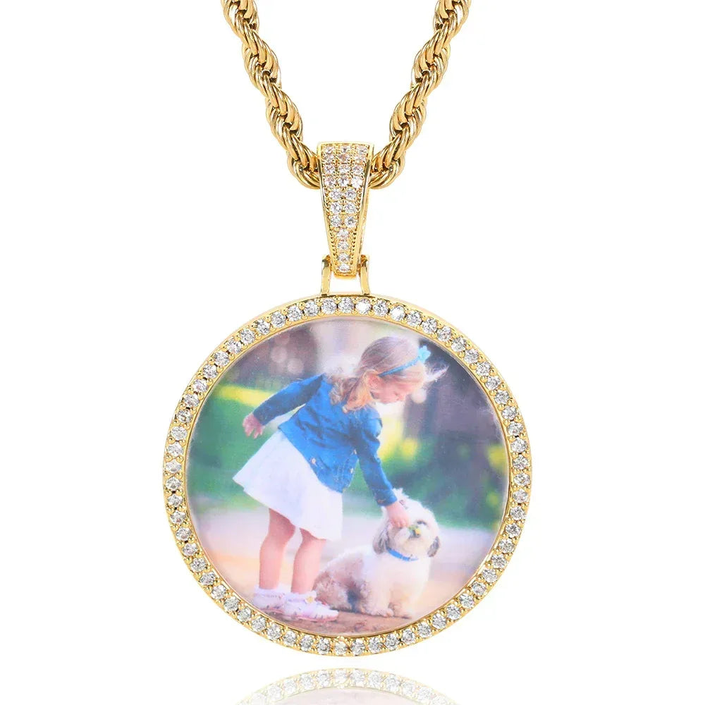 Custom Photo Pendant Hip Hop Necklace with Copper Frame and Zircon for Men | Caratix Jewelry - CaratixJewelry