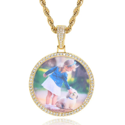 Custom Photo Pendant Hip Hop Necklace with Copper Frame and Zircon for Men | Caratix Jewelry - CaratixJewelry