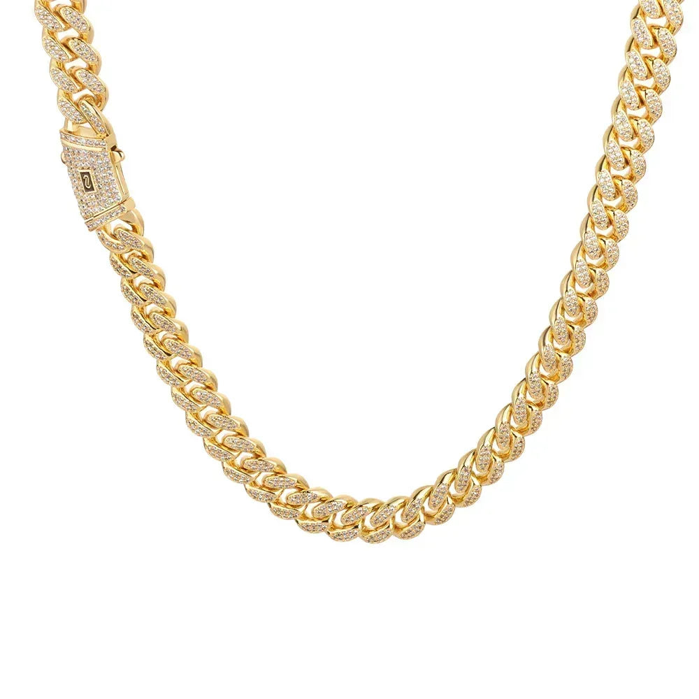 12mm Double-Row Moissanite Moroccan Cuban Chain in S925 Sterling Silver - CaratixJewelry