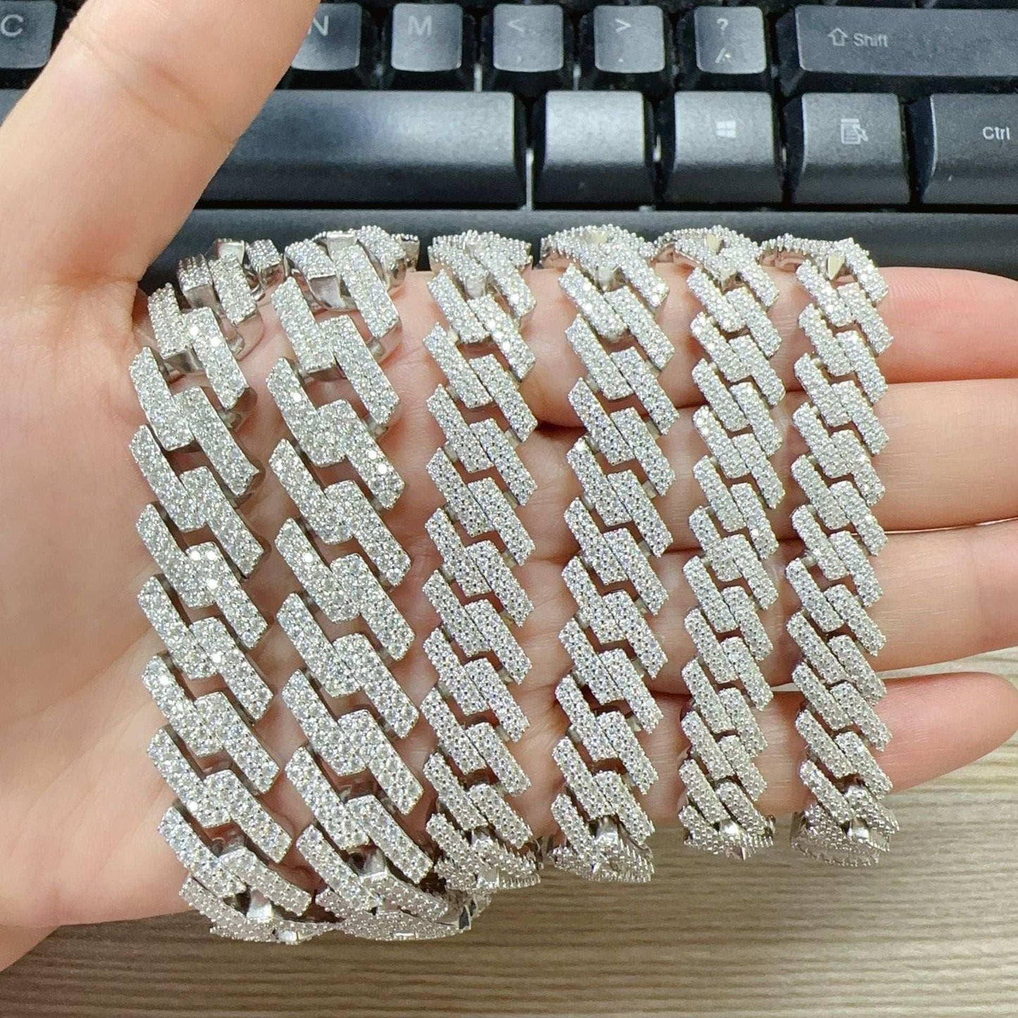 10/12/15mm Moissanite Cuban Link Necklace | S925 Silver Iced Out Chain - CaratixJewelry