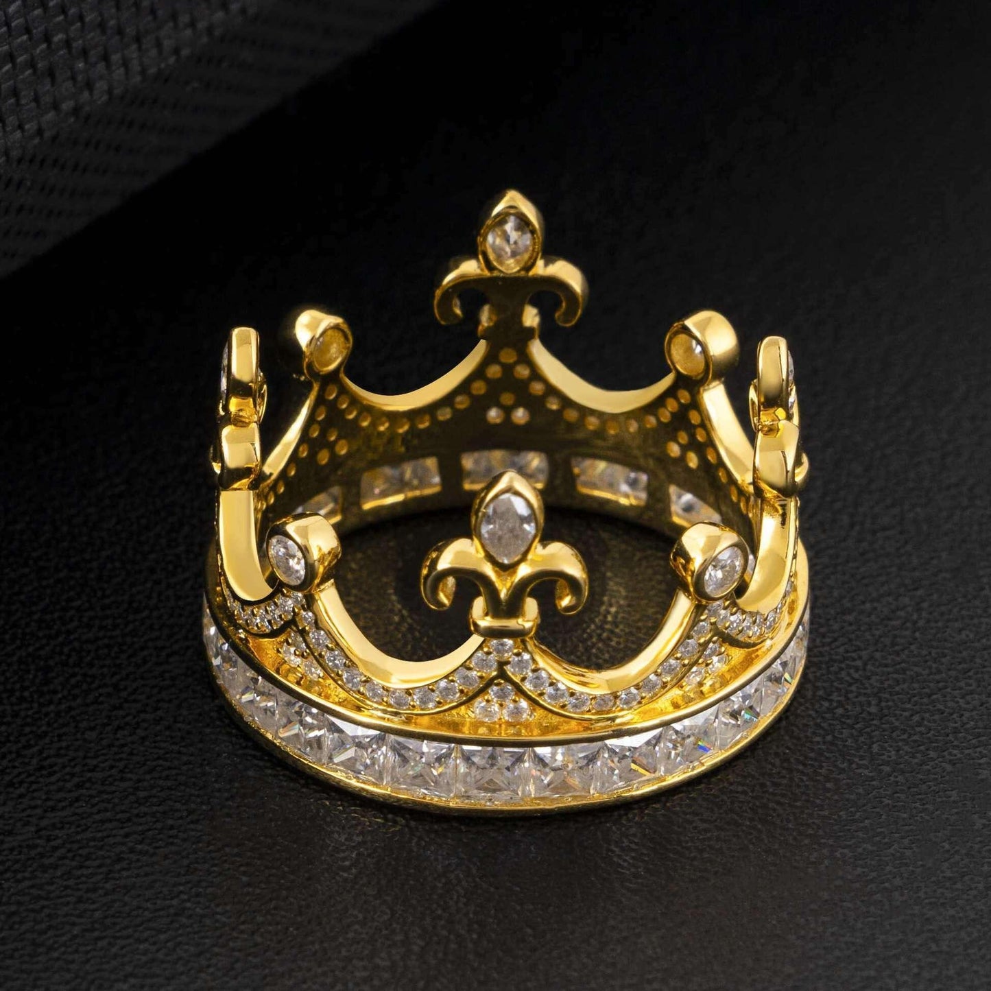 D-Color VVS Moissanite Crown Ring | S925 Silver Unisex Iced Out Hip Hop Jewelry - CaratixJewelry