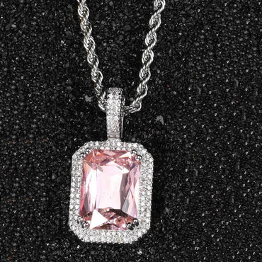 Custom Colored Gemstone Pendant Necklace with Zircon Stones for Men and Women | Caratix Jewelry - CaratixJewelry