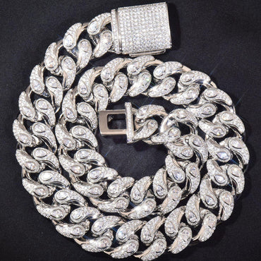 20mm Iced Out Snake Eye Cuban Chain Necklace - CaratixJewelry