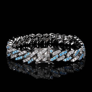 9mm Single Row Zircon Cuban Link Bracelet Hip Hop Jewelry - CaratixJewelry