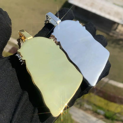 Iced Out Jesus Head Halo Pendant Necklace – Heavy Solid CZ Hip Hop Luxury Jewelry - CaratixJewelry