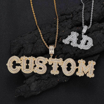 Iced-Out Letter Pendant Necklace with Spiked Design and Full Zircon Stones for Men | Caratix Jewelry - CaratixJewelry