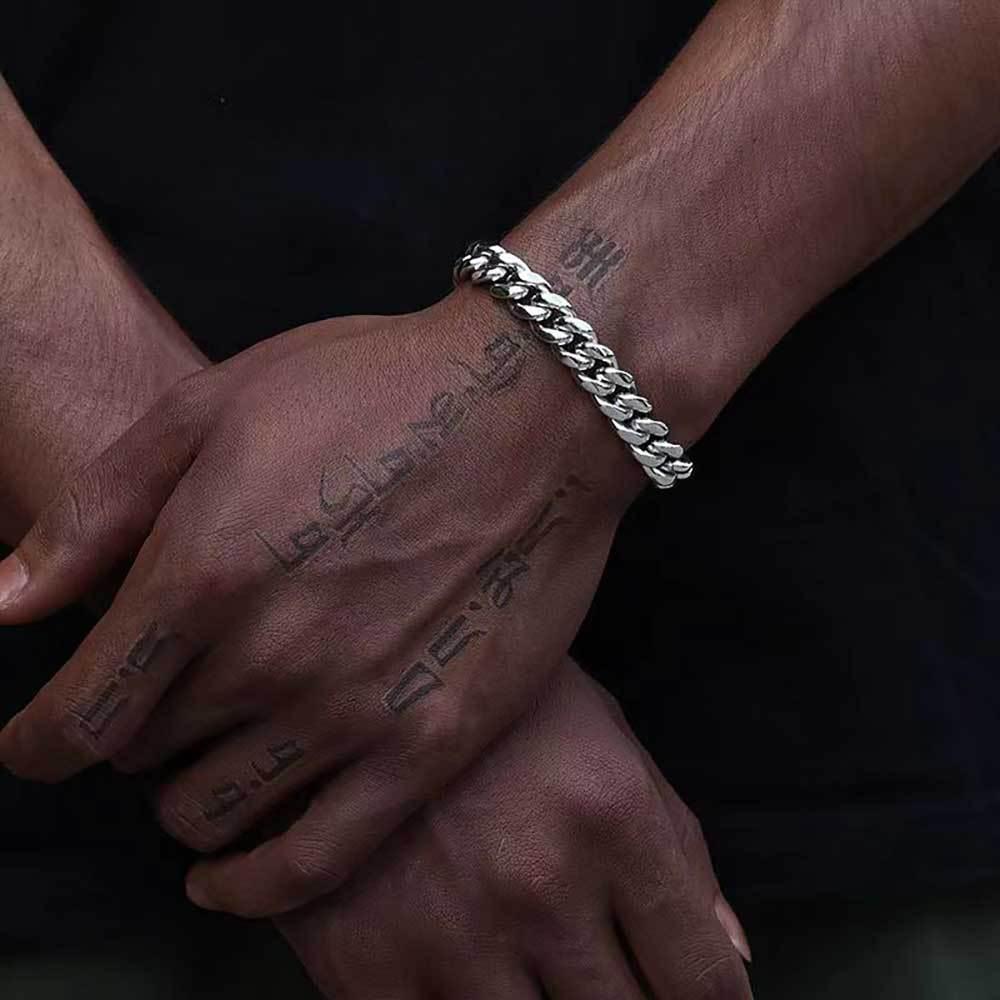 Iced Out Cuban Bracelet Stainless Steel Titanium | Caratix Jewelry - CaratixJewelry
