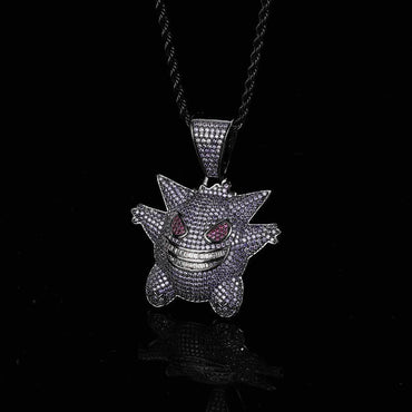 Petite Ghost Pendant Necklace with Micro-Pave Zircon and Gold Plating for Men | Caratix Jewelry - CaratixJewelry