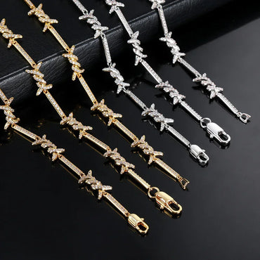 2.5mm Iced Out Thorn Chain Necklace Micro Zircon Gold Chain Rapper Style | Caratix Jewelry - CaratixJewelry