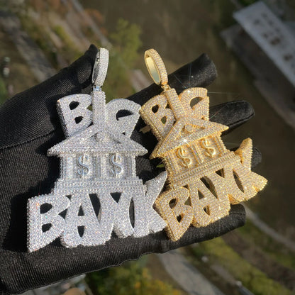 Iced Out Big Bank Pendant Necklace – Hip Hop Money CZ Jewelry for Trendy Street Style - CaratixJewelry