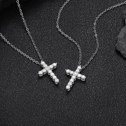 Moissanite Cross Pendant Necklace – S925 Sterling Silver Iced-Out Hip Hop Unisex Luxury Streetwear Jewelry - CaratixJewelry