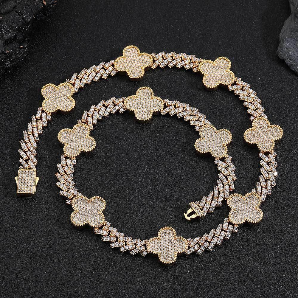 Shape Cuban Chain Zircon Necklace with Spring Clasp for Men | Caratix Jewelry - CaratixJewelry