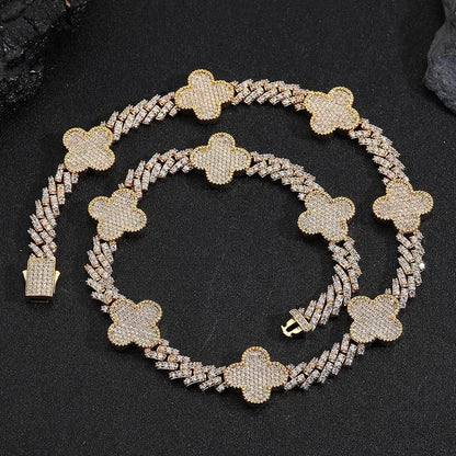 Shape Cuban Chain Zircon Necklace with Spring Clasp for Men | Caratix Jewelry - CaratixJewelry