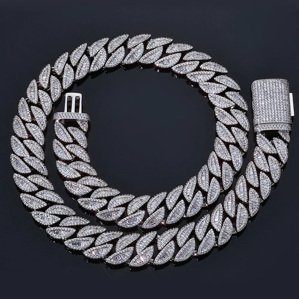 Custom 20mm Baguette Mixed-Cut Cuban Link Heavyweigh - CaratixJewelry