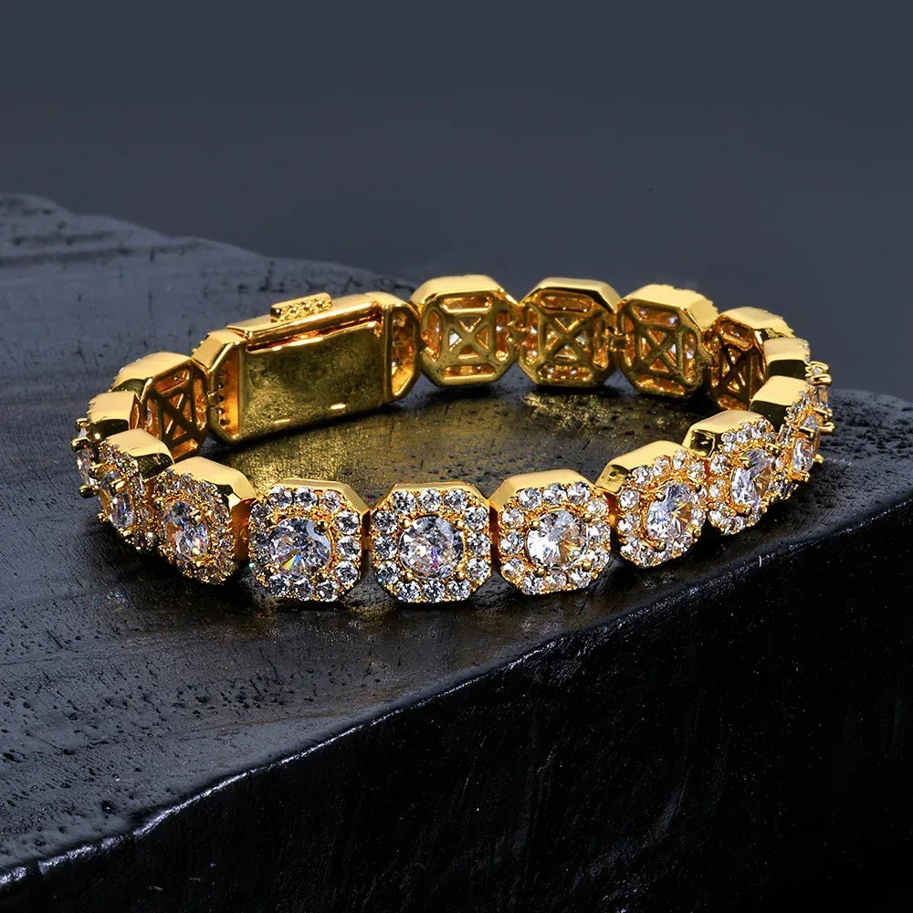 10mm Square Tennis Chain Iced-Out Zircon Bracelet for Men | Caratix Jewelry - CaratixJewelry