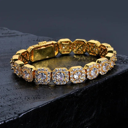 10mm Square Tennis Chain Iced-Out Zircon Bracelet for Men | Caratix Jewelry - CaratixJewelry
