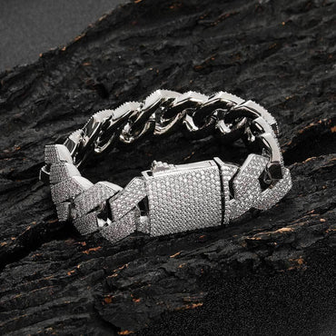 19mm Four Row Iced-Out Cuban Link Bracelet - CaratixJewelry