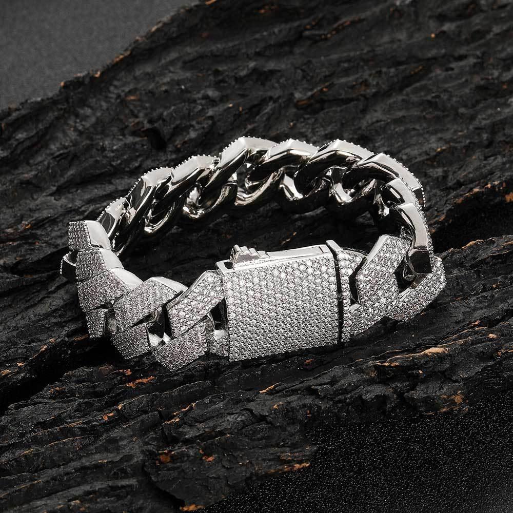 19mm Four Row Iced-Out Cuban Link Bracelet - CaratixJewelry