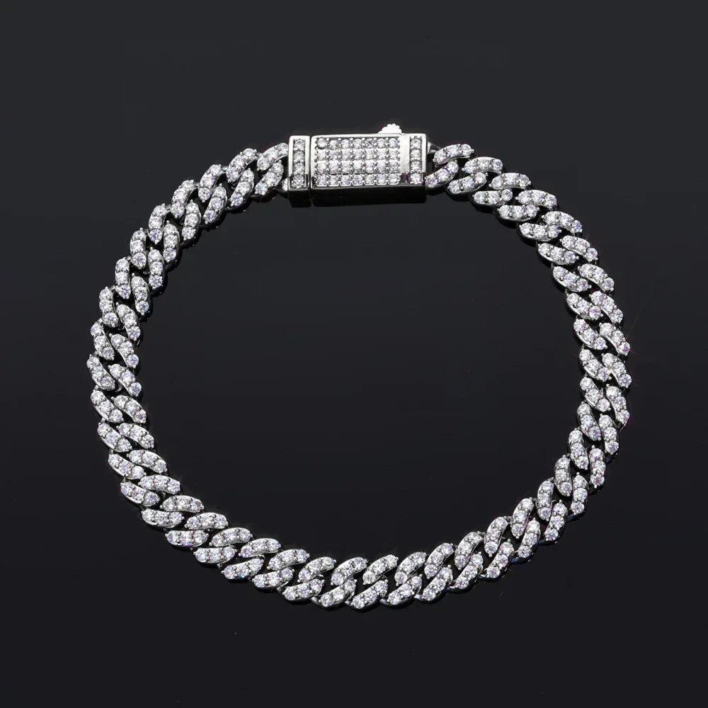 Custom 6mm Single-Row Iced Cuban Bracelet | Rapper Iced Out Chain - CaratixJewelry