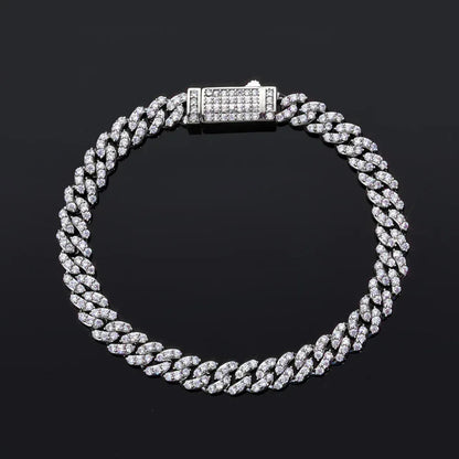 Custom 6mm Single-Row Iced Cuban Bracelet | Rapper Iced Out Chain - CaratixJewelry
