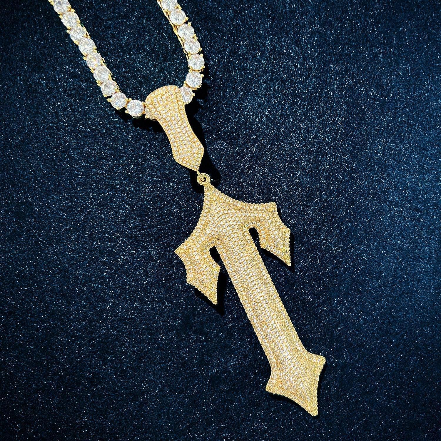 Iced Out Sword Pendant Necklace | CZ Hip Hop Punk Men’s Streetwear Jewelry - CaratixJewelry