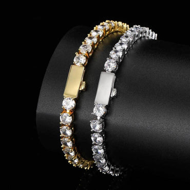 Single Row Zircon Tennis Chain Bracelet with Spring Clasp for Men | Caratix Jewelry - CaratixJewelry