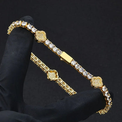 Zircon Tennis Chain Bracelet with Spring Clasp Hip Hop Jewelry for Men | Caratix Jewelry - CaratixJewelry