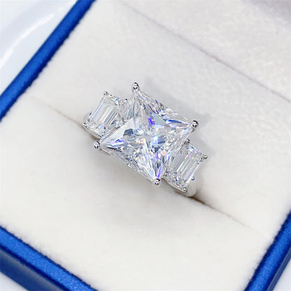 Massive 6 Carat Princess Cut Moissanite Ring S925 Silver | 10mm Square D VVS1 | Caratix