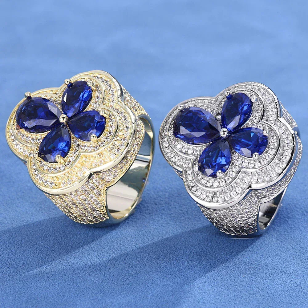 Colorful Floral Zircon Ring Bling Jewelry for Men | Caratix Jewelry - CaratixJewelry