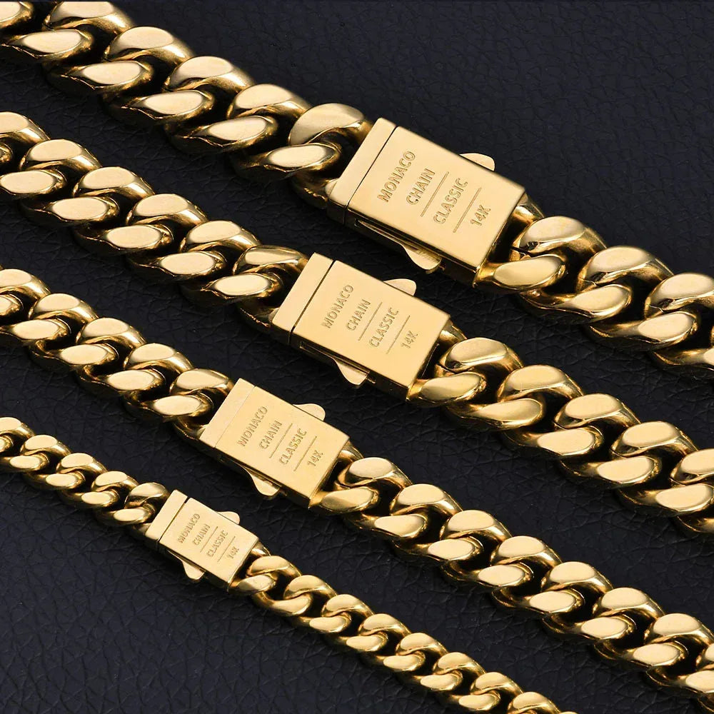 Rapper Iced Out Chain Polished Cuban Link Hip Hop Necklace for Men | Caratix Jewelry - CaratixJewelry