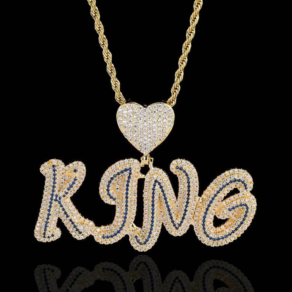 Creative Heart Lock and Calligraphy Letter Pendant Necklace with Micro-Pave Zircon for Men | Caratix Jewelry - CaratixJewelry