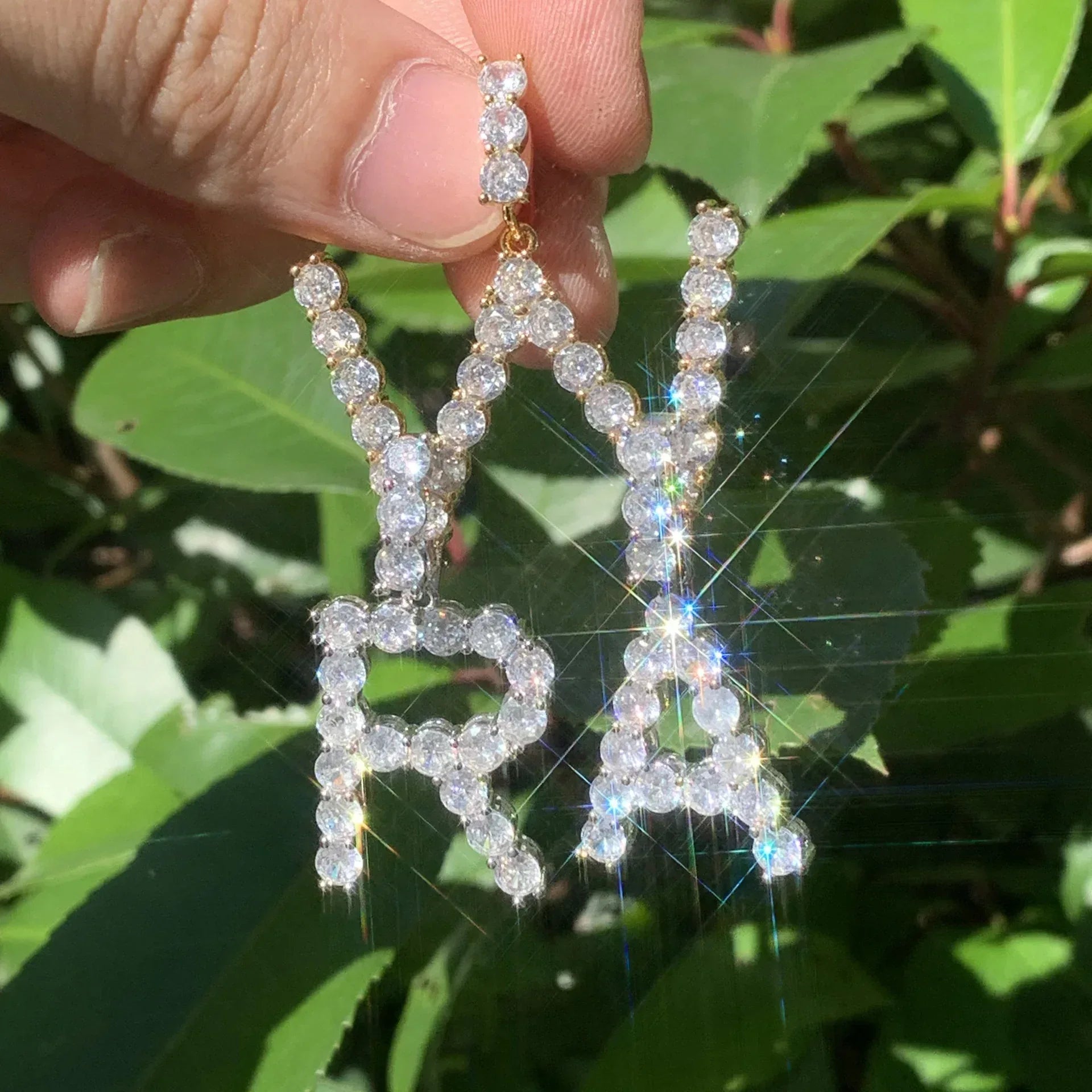 Single Row Letter Pendant | CZ Iced Out Hip Hop DIY Initial Streetwear Necklace - CaratixJewelry