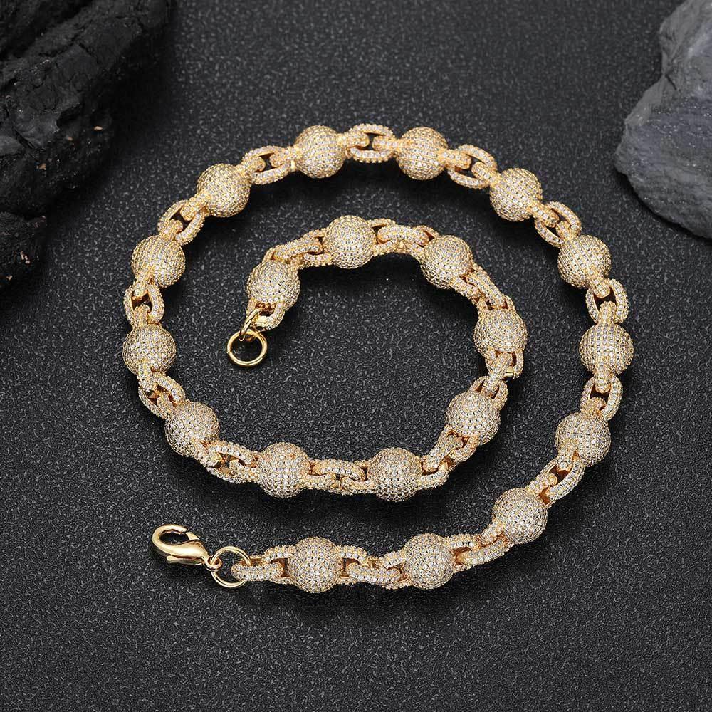 Moissanite Bubble Bead Chain Necklace for Men – S925 Sterling Silver Luxury Hip Hop Jewelry - CaratixJewelry