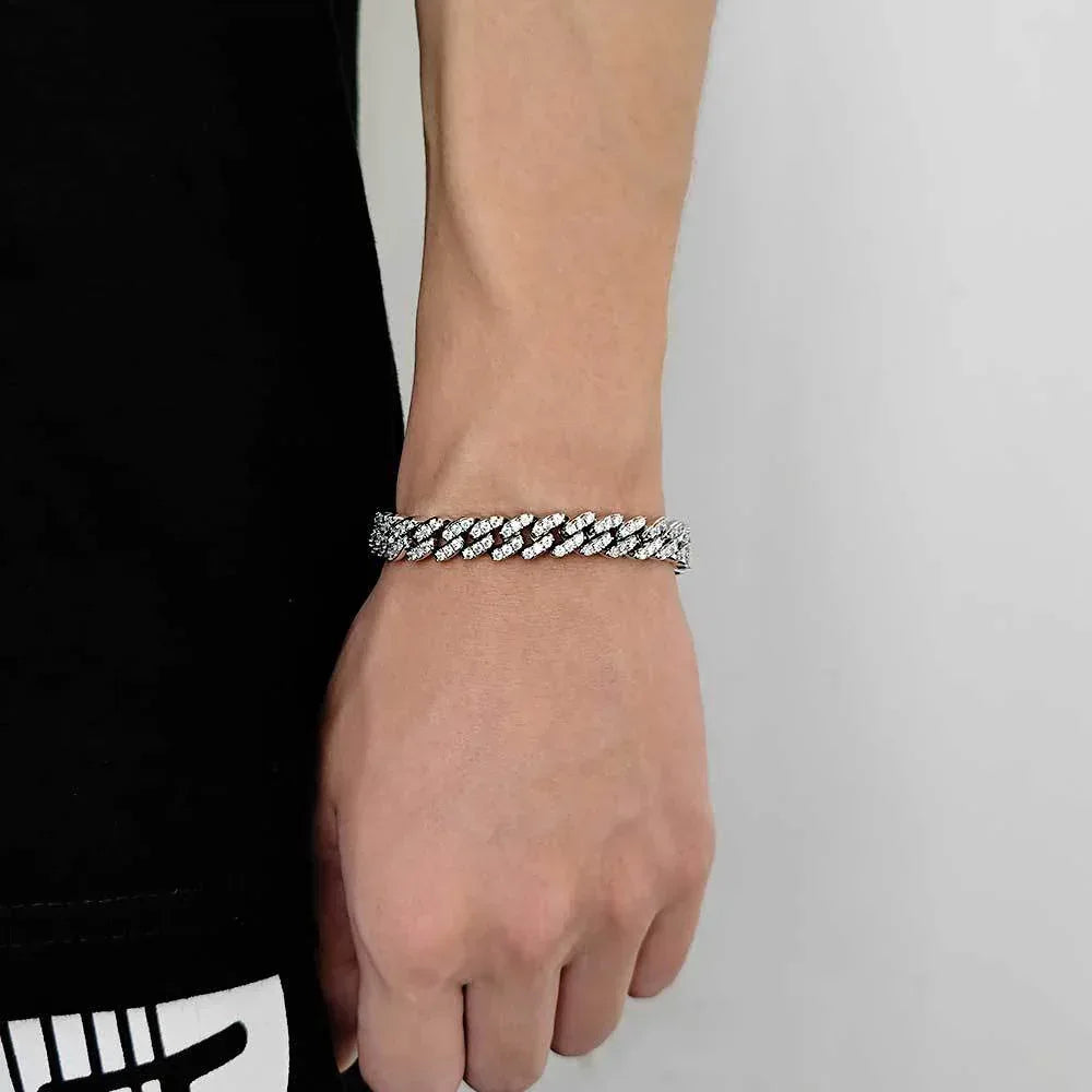 9mm Single Row Zircon Cuban Link Bracelet Hip Hop Jewelry - CaratixJewelry
