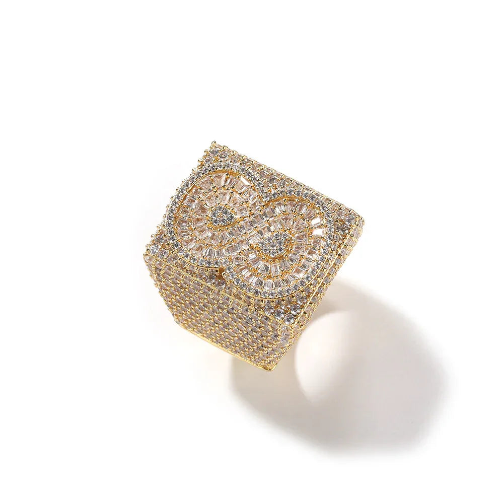 Custom Men's S925 Silver Moissanite Ring | Initial & Number Iced Out Band | Caratix