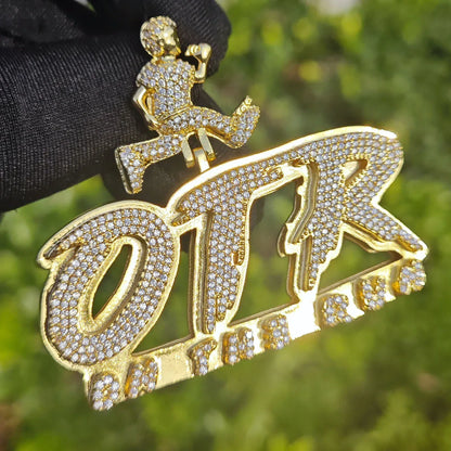 Iced Out OTR Letter Pendant Necklace – Hip Hop Street Dance CZ Jewelry for Men - CaratixJewelry