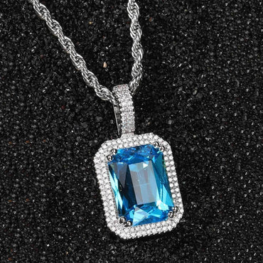 Custom Colored Gemstone Pendant Necklace with Zircon Stones for Men and Women | Caratix Jewelry - CaratixJewelry