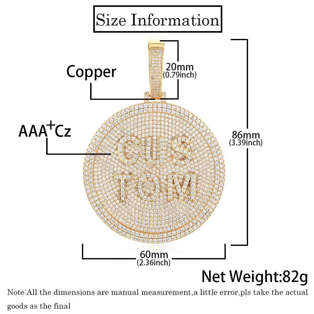 60mm Custom Letter Pendant Necklace with Full Zircon Stones for Men | Caratix Jewelry - CaratixJewelry