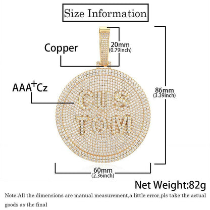 60mm Custom Letter Pendant Necklace with Full Zircon Stones for Men | Caratix Jewelry - CaratixJewelry