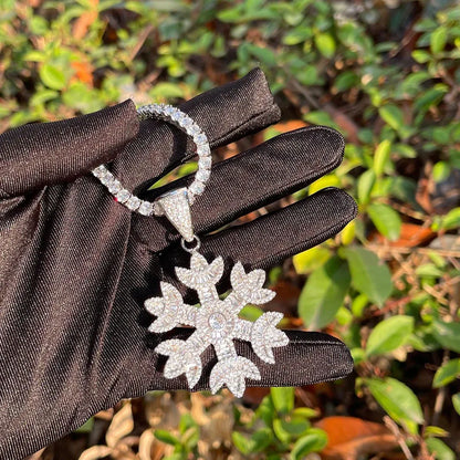 Iced Out 3D Snowflake Pendant | Men's Sub-Zero Glacier Necklace | Premium Copper CZ Frostbite Jewelry | Cold Hearted Bling | Caratix - CaratixJewelry