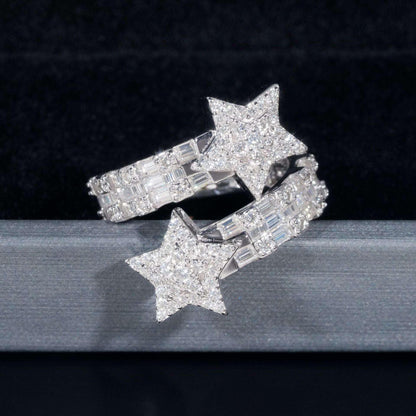 Moissanite Star Men’s Ring | S925 Silver Full Iced Out Hip Hop Jewelry - CaratixJewelry