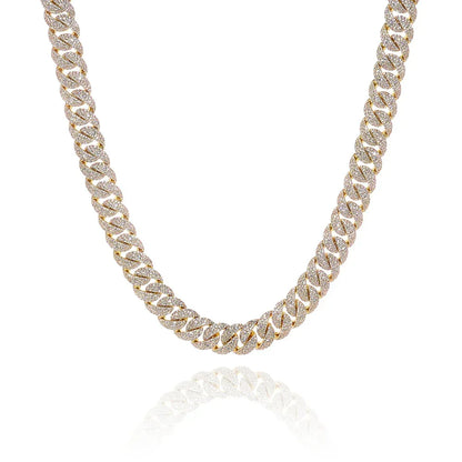 14mm Iced Out Cuban Chain Necklace Zircon Rapper - CaratixJewelry