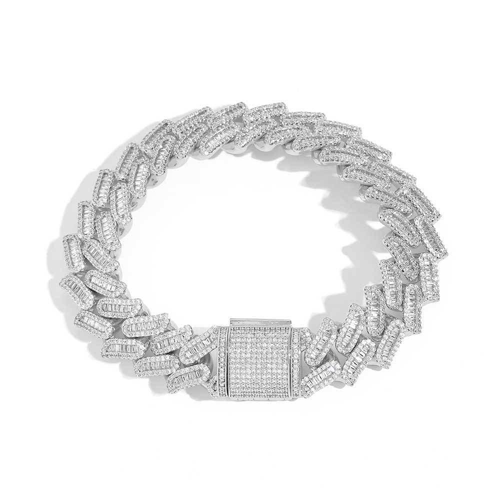 15mm Miami Cuban Chain Bracelet with Zircon - CaratixJewelry