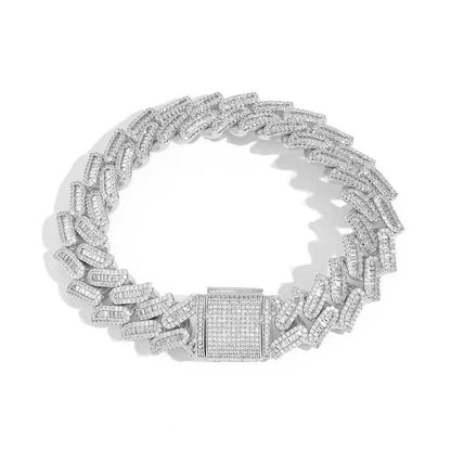 15mm Miami Cuban Chain Bracelet with Zircon - CaratixJewelry