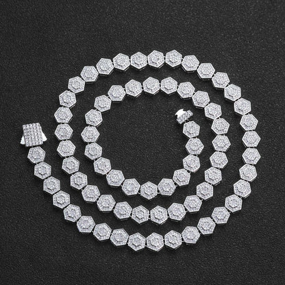 Custom 8.5mm Hexagon Geometric Baguette Chain | Unique Gold Chain for Rapper | Caratix - CaratixJewelry