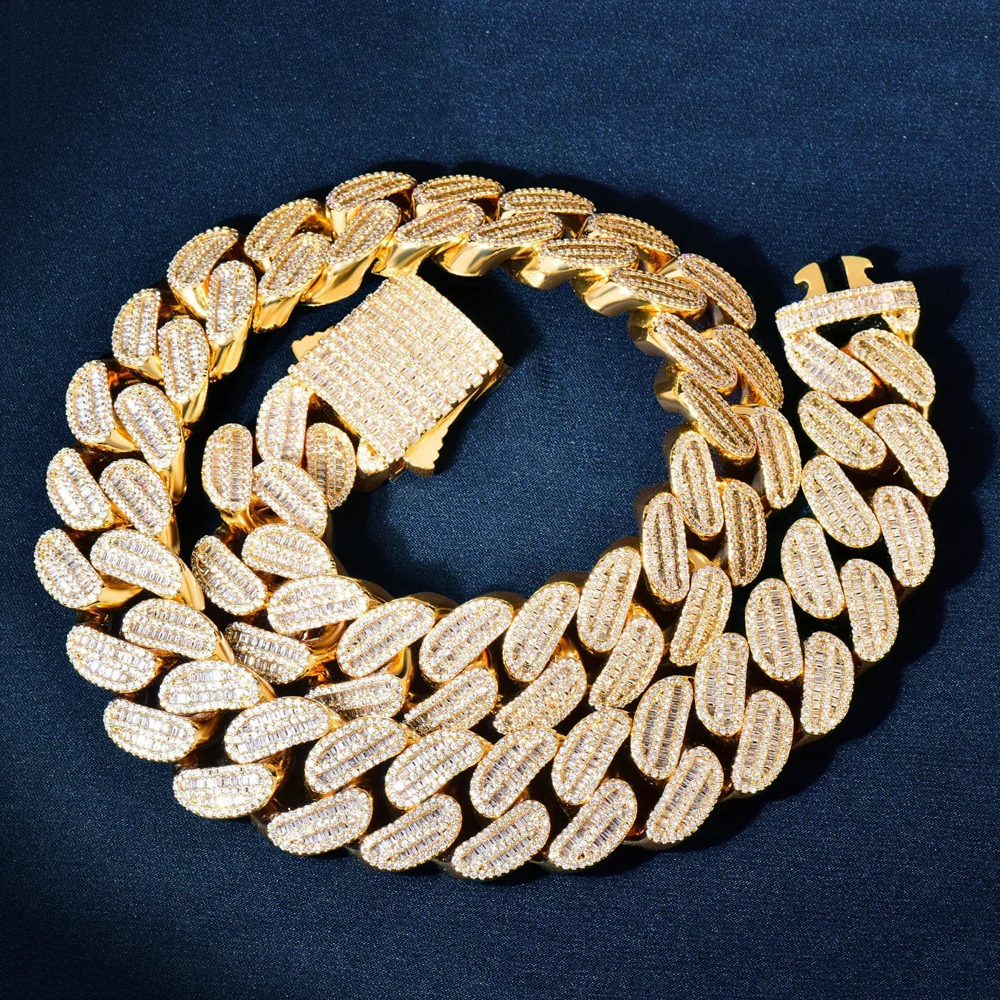 21mm Iced Out Step Cut Cuban Chain Necklace - CaratixJewelry