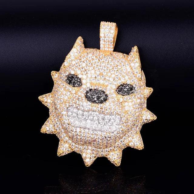 Iced Out 3D Pitbull Dog Pendant | Men's American Bully Head Necklace | Premium Copper CZ Canine Jewelry | Beast Mode Bling | Caratix - CaratixJewelry