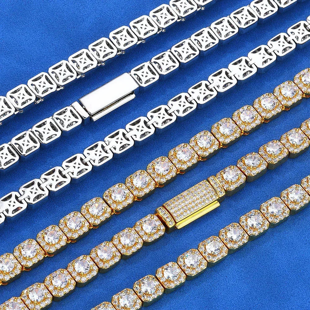 7mm Ice Cube Moissanite Cuban Link Chain – S925 Sterling Silver Iced-Out Hip Hop Men’s Luxury Streetwear Necklace - CaratixJewelry