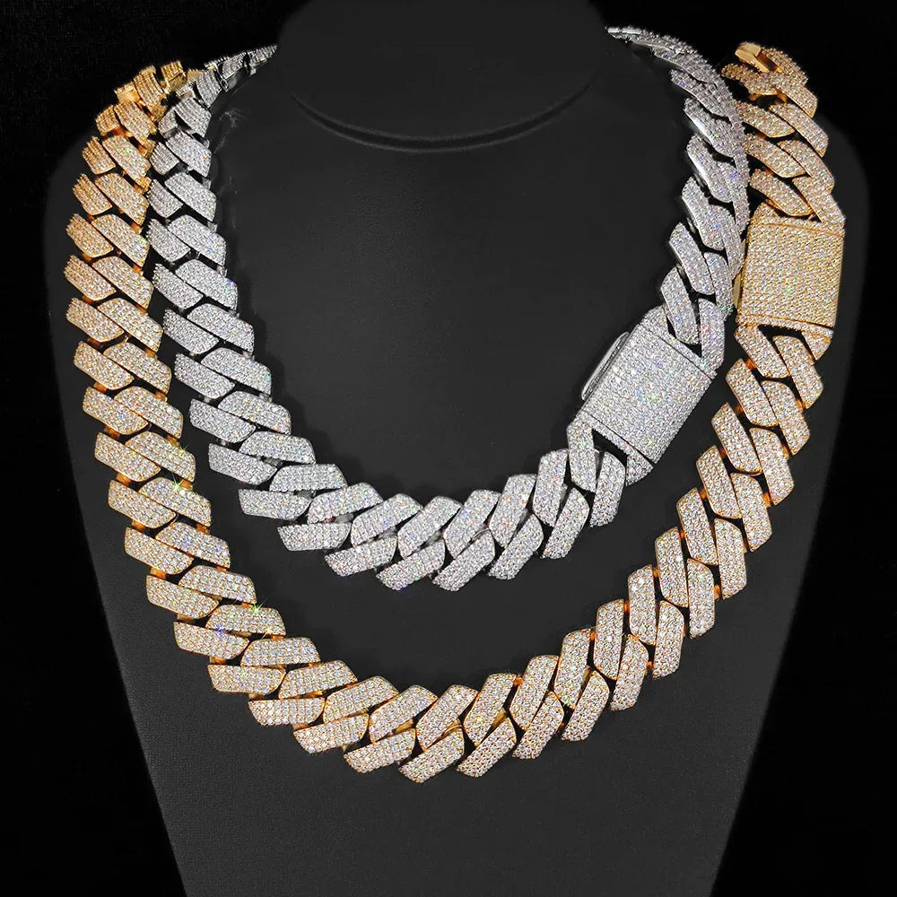 25mm 3-Row Full Zircon Iced Out Cuban Chain Necklace - CaratixJewelry